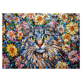 Flower Cat Puzzles for Adults 1000 Pieces, Colorful Art Floral Animal Jigsaw Puzzle, Beautiful Plant Garden Challenging Puzzles for Adults BBOLDIN