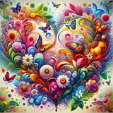 Diamond Paintings Kits for Beginners,Full Round Drill Heart Shape Flower Diamond Arts Kits for Adults,5D DIY Butterfly Paint by Diamond,Diamond Painting Dot Gem Art, for Home Wall Decor 13.8x13.8 Inch GXGLLPZBY