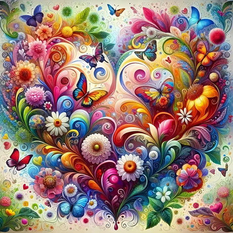 Diamond Paintings Kits for Beginners,Full Round Drill Heart Shape Flower Diamond Arts Kits for Adults,5D DIY Butterfly Paint by Diamond,Diamond Painting Dot Gem Art, for Home Wall Decor 13.8x13.8 Inch GXGLLPZBY