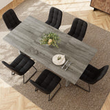 HIPIHOM 7-Piece Dining Table Set for 6-8 People, 70.8" MDF Kitchen Table with 6 Upholstered Chairs, Space-Saving for Dining Room, Breakfast Nook(Grey Table+6 U-Shaped Black Chairs) HIPIHOM