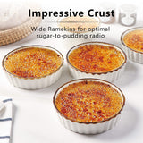 ONEMORE Ramekins 4 oz - Oven Safe Shallow Ramekins with Brown Rim for Creme Brulee - Speckled, Fluted, Set of 6 ONEMORE