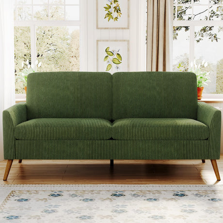 AMICLIBER 68" Loveseat Sofa, Comfy Green Corduroy Couches for Living Room, Mid Century Modern Love Seat Sofa, Tool-Free Setup Small Couches for Bedroom Office AMICLIBER