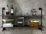 Industrial Pipe Wall Shelves Pipe Shelving with Real Wood Plank ,36 Inches Floating Shelves for Wall Farmhouse Pipe Book Shelves Dark Brown 2 Tier for Kitchen,Living Room Decor and Bar Shelving ROGMARS