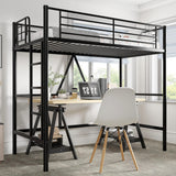 VECELO Twin Size Loft Bed with Full-Length Guardrails and Removable Ladder, Heavy-Duty Metal Frame, Space-Saving Design & Noise-Free, Black VECELO