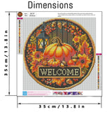 MjhRcll Fall Diamond Art Kits for Adults,5D DIY Pumpkins Diamond Dots Round Full Drills,Circle Design Diamond Painting Kits for Holiday Home Wall and Entrance Door Decor 14X14 Inch MjhRcll