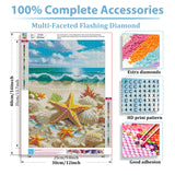 Beach Diamond Art Kits for Adults, Beach Diamond Painting Kits for Adults Beginners, 5D Round Full Drill Gem Art Kits DIY Crafts for Home Decor Gift 12x16 Inch hkejoi