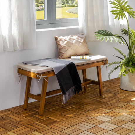 VICTORY RELAX Acacia Wood Decking Tiles 9PCS - Easy Snap Interlocking Deck Tiles for Patio Poolside Balcony Decor - All Weather Waterproof Flooring for Indoor & Outdoor (Round Joints) VICTORY RELAX