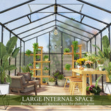 Vigo huseeo 10 * 12 * 8.7FT Greenhouse for Outdoors,Polycarbonate Greenhouse with Stronger Wind Protection and Roof Vent,Walk-in Large Aluminum Sunroom Winter Proof,Black Vigo huseeo
