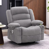 Rocker Recliner Chair with Heat and Massage, 360° Swivel Recliner Chairs for Adults, Oversized Recliner Single Sofa Seat with Cup Holders, Lazy Boy Recliner Single Sofa, Grey Huatean Home