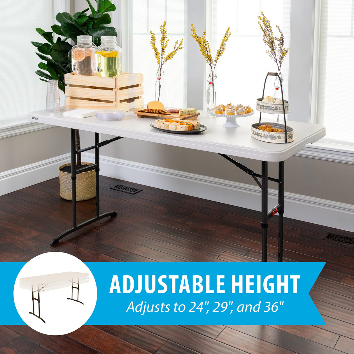 Lifetime 6-Foot Adjustable Height Nesting Table, Commercial, Almond Lifetime