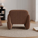 ISHUHL 33.46" Accent Chair, Oversized Sherpa Lamb Fabric Armchair Big Comfy Upholstered Armed Chair Single Sofa Chair with Waist Pillow for Bedroom, Living Room (Dark Brown) ISHUHL