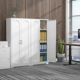 Kubohogar White Pantry Cabinet with Doors, 60" Tall Metal Pantry Cabinet with 3 Adjustable Shelves and Gold Handles, Kitchen Cupboard for Kitchen, Dining Room, Office Kubohogar