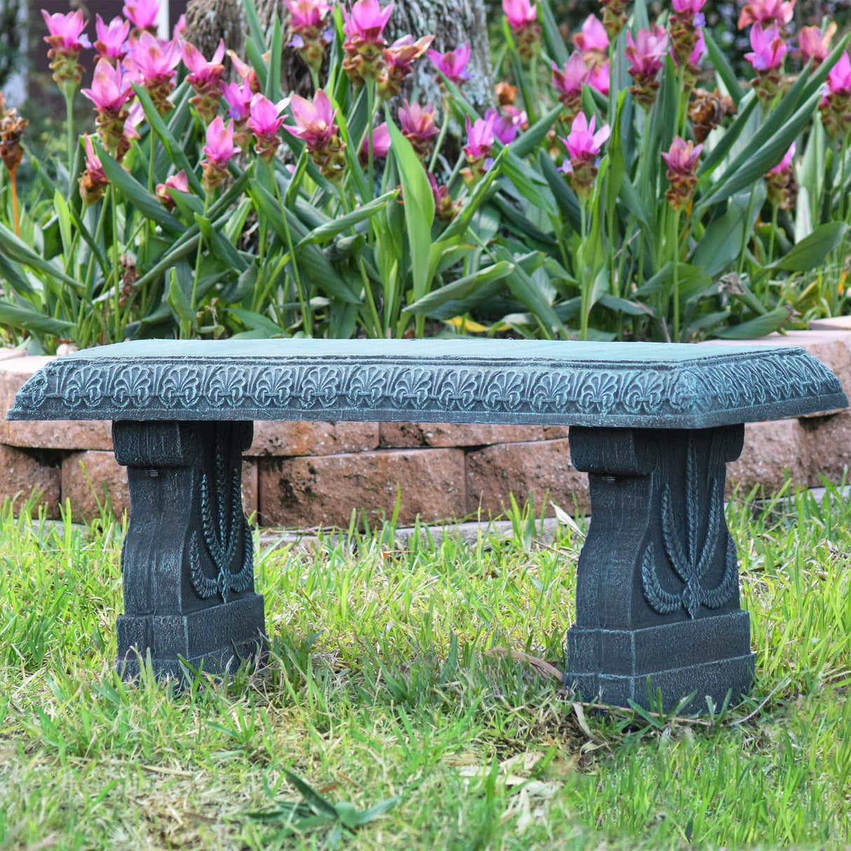 Arcadia Garden Products Outdoor Fiberclay Garden Bench - Brushed Teal Arcadia