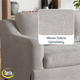 Serta® Hawthorne 90.6" Slipcovered Queen-Size Convertible Pop-up Sofa, Dreamcoil® Comfort, Woven Polyester Blend Fabric, Linen Serta