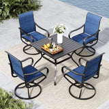 MFSTUDIO Patio Table and Chairs Set of 4, Outdoor Dining Set with Metal Table and Swivel Chairs, 5 Piece Patio Furniture Set for Deck/Backyard/Poolside/Garden MFSTUDIO