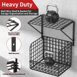 TomCare 3 Pack Garage Shelving Heavy Duty Garage Storage Shelves with Wire Baskets Laundry Room Shelves Wall Mounted Shelves with Hooks Tool Organizer for Shed Garden Kitchen Organization and Storage TomCare