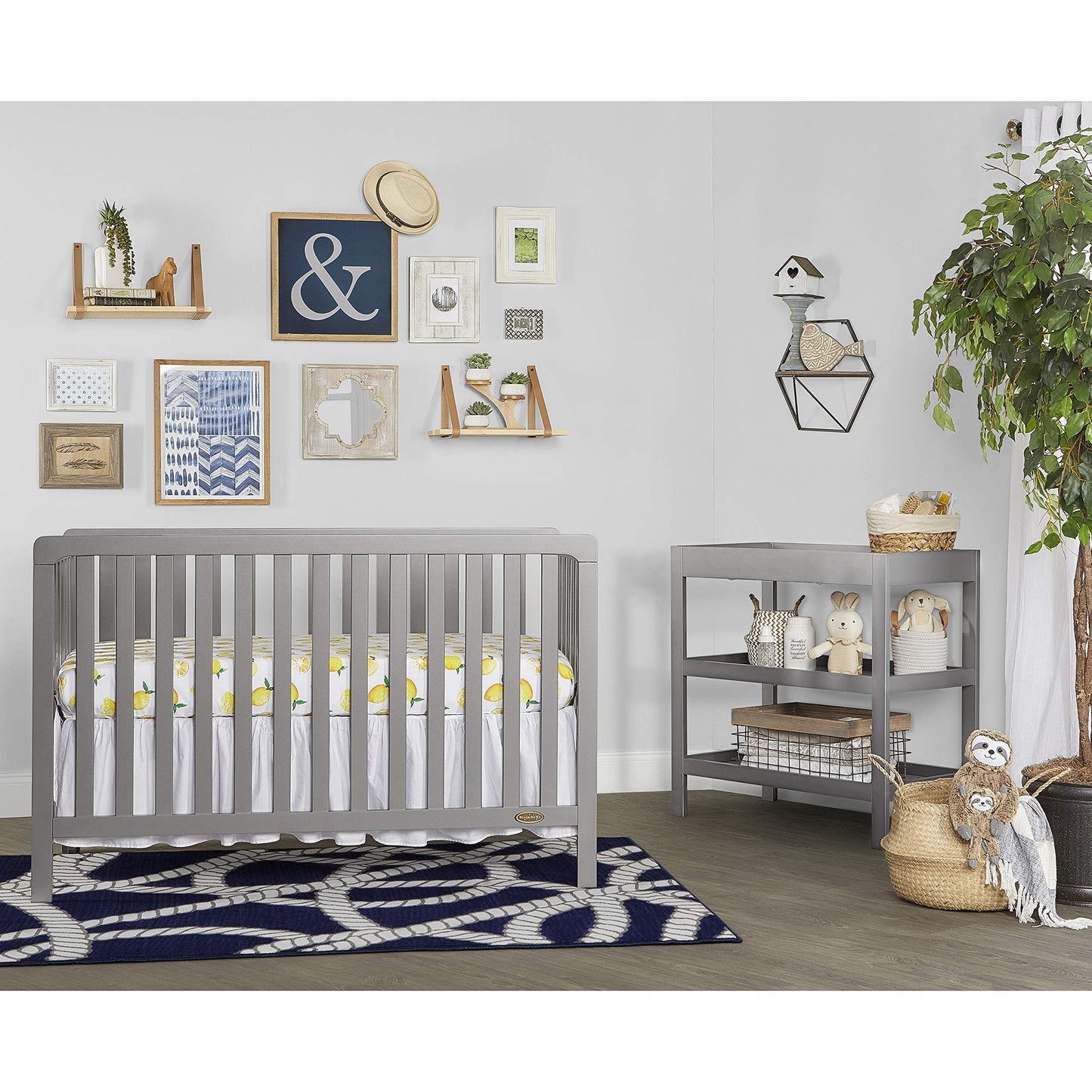 Dream On Me Ridgefield 5-in-1 Convertible Crib in Storm Grey, Greenguard Gold Certified - WoodArtSupply