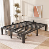 FUIOBYVV California King Bed Frame with Round Corner Edge Legs 14 inch High 3500 lbs Heavy Duty Metal Platform Bed Frame King Size No Box Spring Needed/Noise Free/Steel Slat Support/Non-Slip Black FUIOBYVV