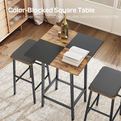 YATINEY Bar Table, Kitchen Dining Table, Bar Counter Height Table, Pub Table, Color Matching Breakfast Table, for Dining Room, Tavern, Coffee Corner, Party, Rustic Brown and Black BT02BR YATINEY