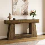 LITTLE TREE 63" Farmhouse Console Table with Storage, Rustic Sofa Table for Entryway, Narrow Long Sofa Table Behind Couch, Console Table for Living Room, Hallway—Versatile Storage Solution, Oak LITTLE TREE