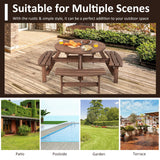 Tangkula 8 Person Wood Picnic Table, Outdoor Round Picnic Table with 4 Built-in Benches, Umbrella Hole, Outside Table and Bench Set for Garden, Backyard, Porch, Patio, 500lbs Capacity Per Bench Tangkula