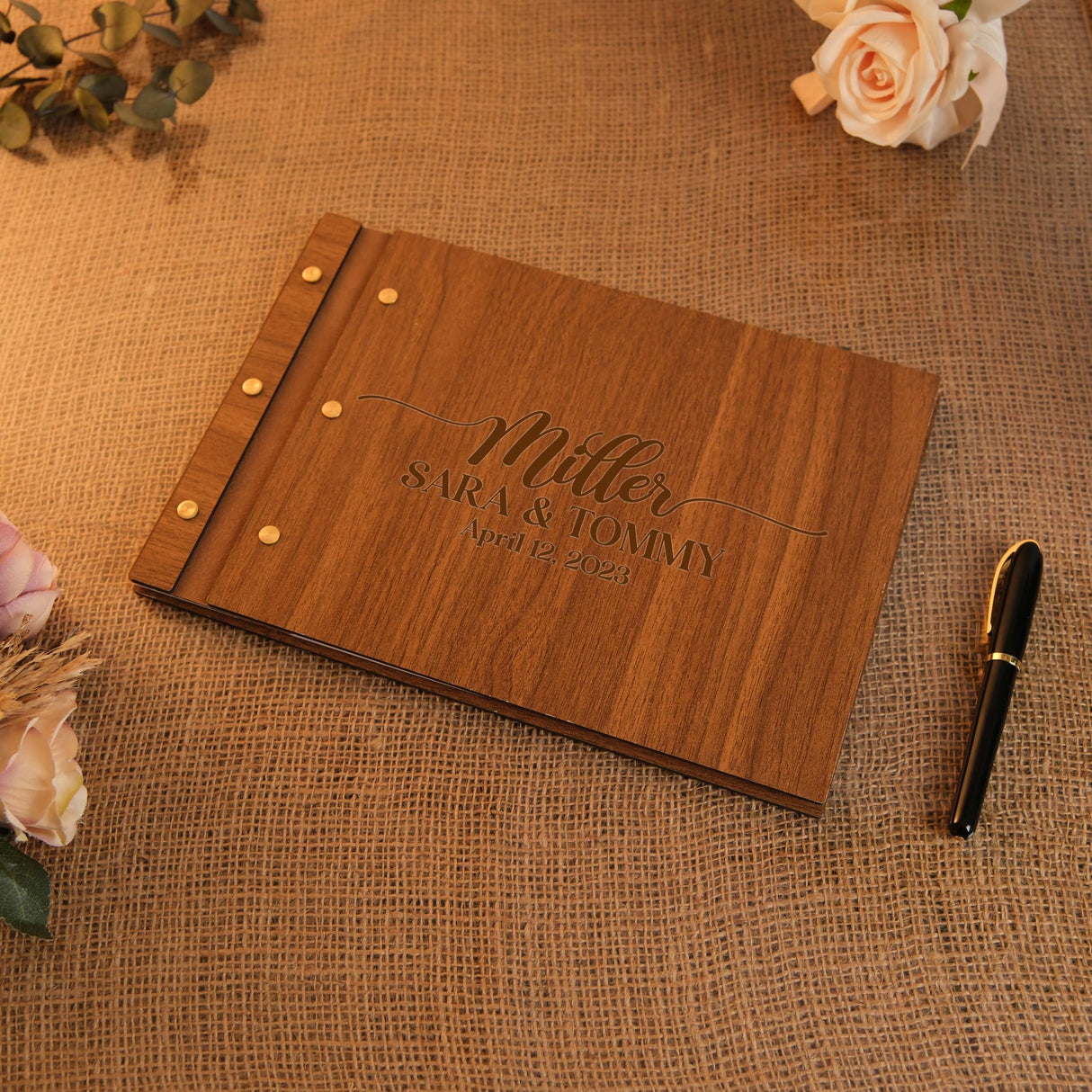 Personalized Wedding Wooden Guest Book, Letters to the Bride, Rustic Style Wedding Guest Book, Laser Engraved Guest Book, Photobooth Guestbook, 2 sizes and 50 high quality pages, 5 Rustic Colors TRENDSHOPIC