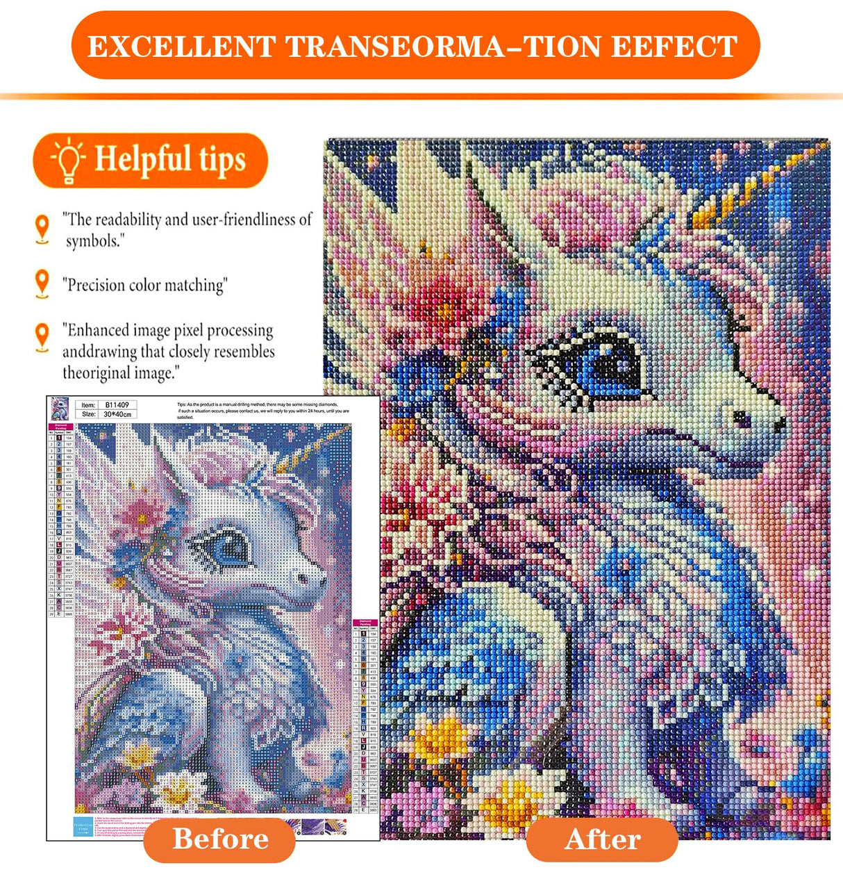 igoodom Diamond Art Kits for Adults, Unicorn Diamond Art Kits, Full Drill Round Unicorn Diamond Painting Kits, DIY Gem Art and Crafts for Home Wall Decor Gift 12x16inch igoodom