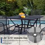 Stabrech 5 Piece Outdoor Dining Set, Patio Table and Chairs Set of 4, 37.5" Black Square Patio Table with 4 Metal Stackable Patio Chairs for Lawn, Garden, Porch Stabrech