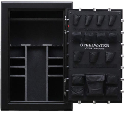 STEELWATER GUN SAFES New Improved Heavy Duty E.M.P Proof, 39 Long Gun, 2 Hour Fire Protection, Auto LED LIghts, Dehumidifier, Door Organizer, Interior Outlet, for Rifles, and more. AMHD593924-EMP