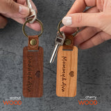Lara Laser Works Personalized Wood Keychain w/Icon & Any Text, Custom Engraved Key Tag - 30 Icon, 5 Font Options - Housewarming Gifts for Men, Walnut Lara Laser Works