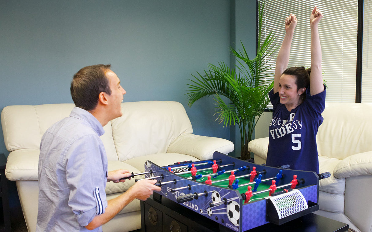 Sport Squad FX40 40 inch Table Top Foosball Table for Adults and Kids - Compact Mini Tabletop Soccer Game - Portable Recreational Hand Soccer for Game Room & Family Game Night - Incl. 2 Foosball Balls Sport Squad