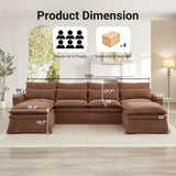N NOORDENIYA 122″ Oversized Modular Sectional Sofa with Movable Ottoman, 6-Seat Deep Seat Sofa with Individual Sofa Covers, U Shaped Couch for Living Room, Bedroom, Apartment, Fabric, Brown N NOORDENIYA