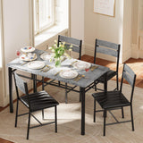 IRONCK Dining Table Set for 4, Wood Kitchen Table with Upholstered Chairs for Kitchen Room and Small Spaces, Grey IRONCK
