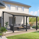 Pamapic 10 * 14FT Hardtop Lean to Gazebo,Wall Mounted Gazebo,Outdoor Gazebo,Aluminum Frame Pergola,UV Resistant Polycarbonate Roof,Outdoor Patio Awnings for Deck,Backyard Pamapic