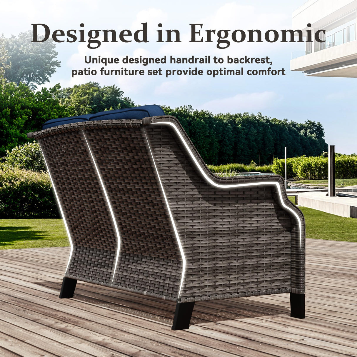 Audumas Outdoor Patio Loveseat, All-Weather 2-Seater Wicker Loveseat with Cushions, Outdoor Patio Love Seat Sofa for Garden, Balcony and Deck Audumas