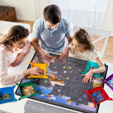 Becko US Jigsaw Puzzle Board with 6 Sorting Trays & Felt Cover, Foldable Puzzle Mat with Auxiliary Lines for Puzzle Storage Saver, Lightweight & Portable, for 1000 750 500 Piece Jigsaws Puzzles Becko US