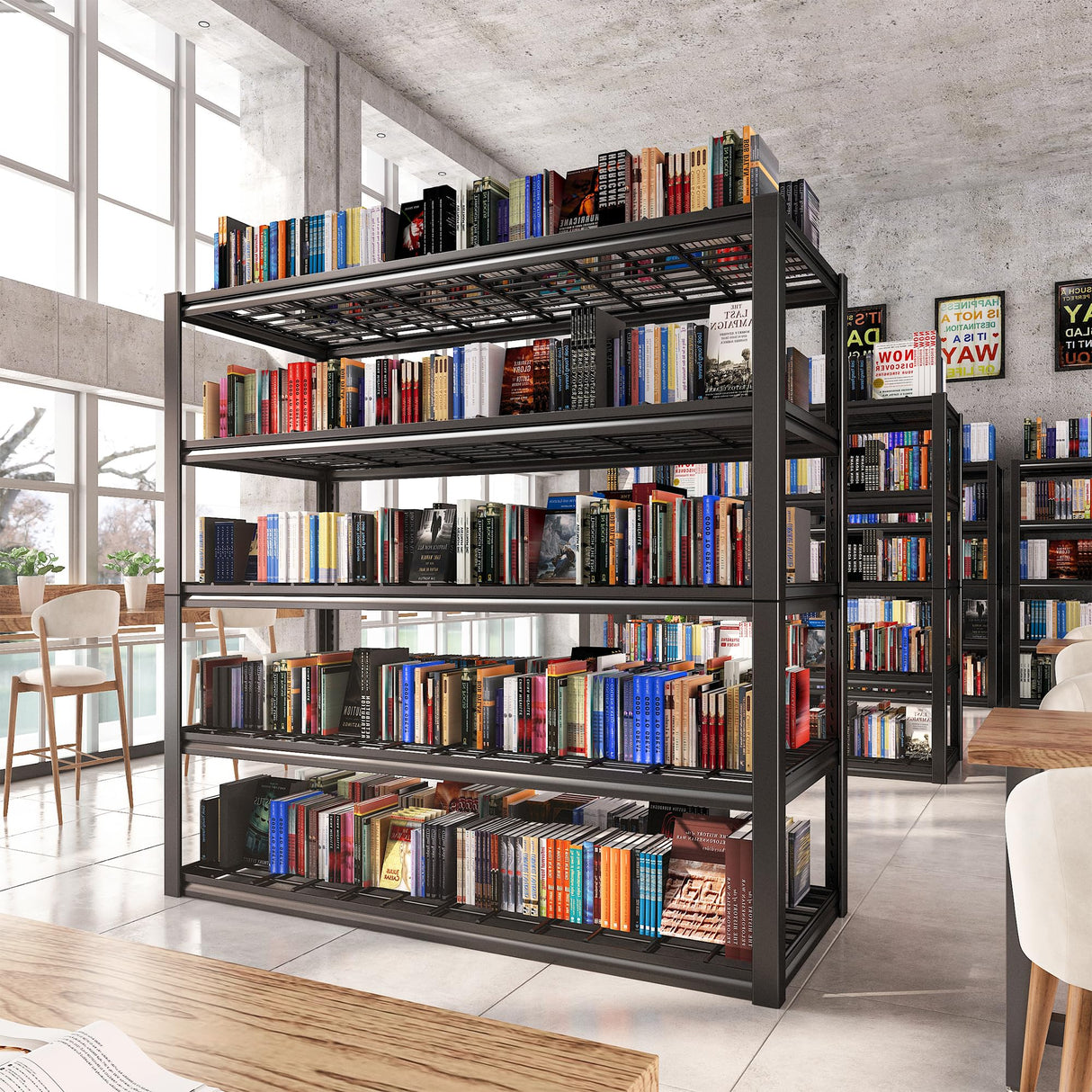 REIBII 48.2" W Garage Shelving 3000LBS Storage Shelves Heavy Duty Shelving Unit Adjustable Metal Shelves for Storage Rack 5 Tier Garage Storage Shelves Industrial Shelf Utility Rack, 2 Pack REIBII