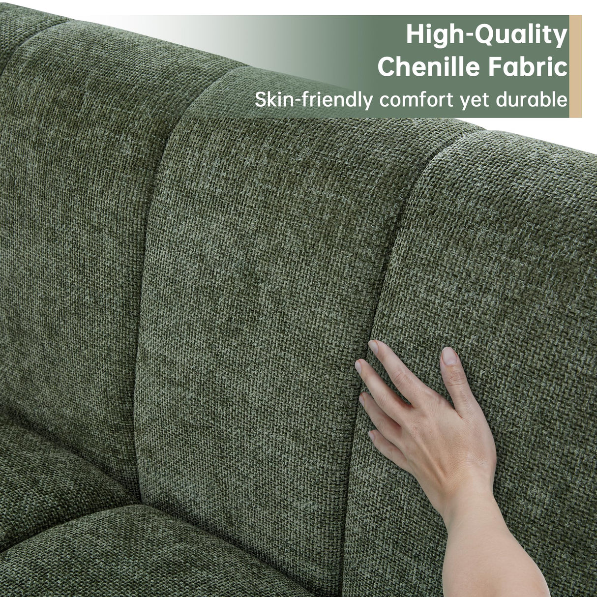 Morden Fort 96'' Luxury Modern Sofa, 3 Seater Modular Sectional Couch, Deep Seat Sofas, Minimalist Style Comfy Couches for Living Room Apartment, DIY Combination, Chenille, Green Morden Fort