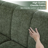 Morden Fort 96'' Luxury Modern Sofa, 3 Seater Modular Sectional Couch, Deep Seat Sofas, Minimalist Style Comfy Couches for Living Room Apartment, DIY Combination, Chenille, Green Morden Fort
