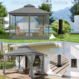 Yaheetech Patio Gazebo - 11x11 ft Outdoor Shelter Tent with Vented Top & Mesh Sidewalls & Drainage Holes, Water-Resistant for Garden/Backyard/Deck/Lawn (Dark Gray) Yaheetech