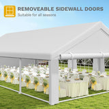 DWVO 20x30FT Large Party Tent Outdoor Heavy Duty Wedding Event Shelters Upgraded Galvanized Canopy with Large White Roof, Removable PVC Sidewalls & 3 Storage Bag DWVO