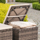 NUU GARDEN Outdoor 2 Piece Outdoor Patio Ottoman, All Weather Rattan Wicker Ottoman Seat, Outdoor Footstool Footrest Seat with Removable Cushion, for Patio, Backyard, Side Table, Brown and Beige NUU GARDEN