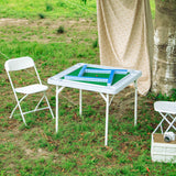 Allpop 35.4’’ Folding Mahjong Table, Square 4 Player Card Game Table with Longer Chip Trays, Cup Holders & Green Professional Tabletop for Domino, Poker, Jigsaw Puzzles Allpop