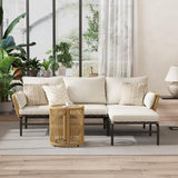 Yaheetech 3 Pieces L-Shaped Conversation Sofa Set, Outdoor Patio Furniture Set w/Detachable Lounger, Thick Cushions, Glass Side Table for Patio, Backyard, Porch, Garden Yaheetech