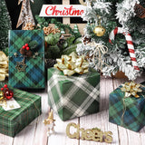 LeZakaa Christmas Green Wrapping Paper, 12 Folded Sheet with 4 Different Tartan Plaid Design for New Year Celebrations Holiday Gift Wrapping, 27.5 x 19.6 inches Per Sheet LeZakaa