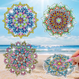 LINGFANG 4 Pcs Diamond Art Stained Glass Window Clings with Diamond DIY Pen Tools, Diamond Painting Window Stickers for Suncatchers, Diamond Art Kits for Adults, Diamond Art Accessories (Mandala 4) LINGFANG