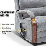 Power Lift Recliner Chair for Elderly People, Dual Motor Lift Chair with Vibration Massage and Heat, Lay Flat Recliner with Solid Wood Armrest, Standing Assistance Reclining, Chenille Fabric Gray EZZUP