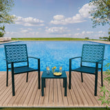 GAOMON 3 Piece Patio Bistro Set, Outdoor Patio Furniture Set with Coffee Table, Conversation Sets for Apartment Balcony, Backyard, Porch, Peacock Blue GAOMON