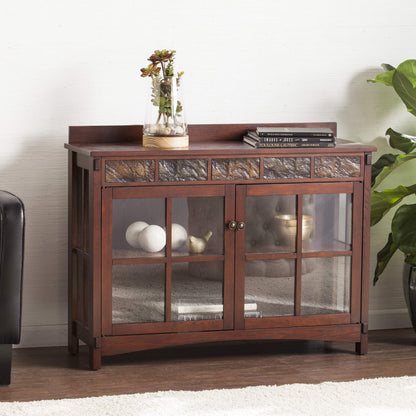 SEI Furniture Camino Mission Faux Slate Sideboard and Display Curio, Dining Room With Entryway Mission Style Ash, Brown