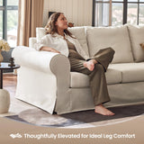 89" 3-Seater Couch, Farmhouse Slipcovered Sofa with Washable Cover, Supportive Cushions & Sturdy Frame, Rolled Arm White Couches for Living Room, Small Spaces, Apartment, Office, Easy Assembly Vorthio